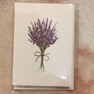Fresh Lavender Handcrafted Note Card Set of Six Blank Floral Cards NWT